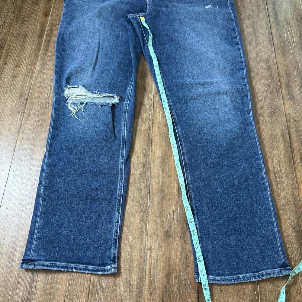 PAIGE Bridget Jeans Mid Rise Blue Torn ripped Knee - Picture 8 of 11